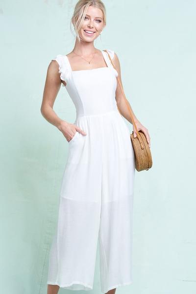 Back Tie White Jumpsuit