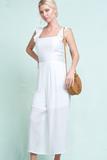 Back Tie White Jumpsuit