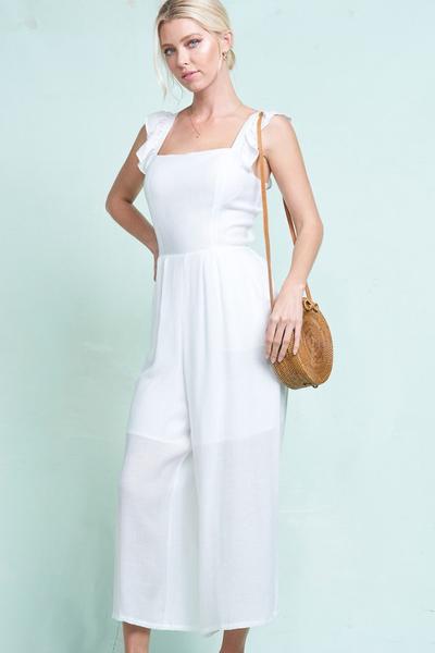 Back Tie White Jumpsuit