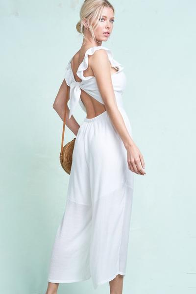 Back Tie White Jumpsuit