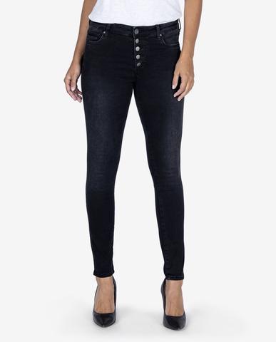 Mia High Rise Skinny Black Multi-Button