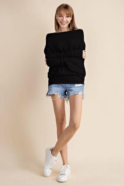 Black Shoulder's Out Knit